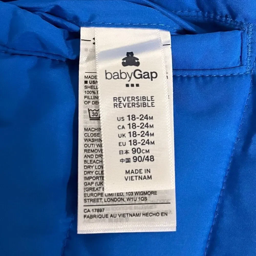 Baby GAP Reversible Puffer Jacket Size 18-24 Months